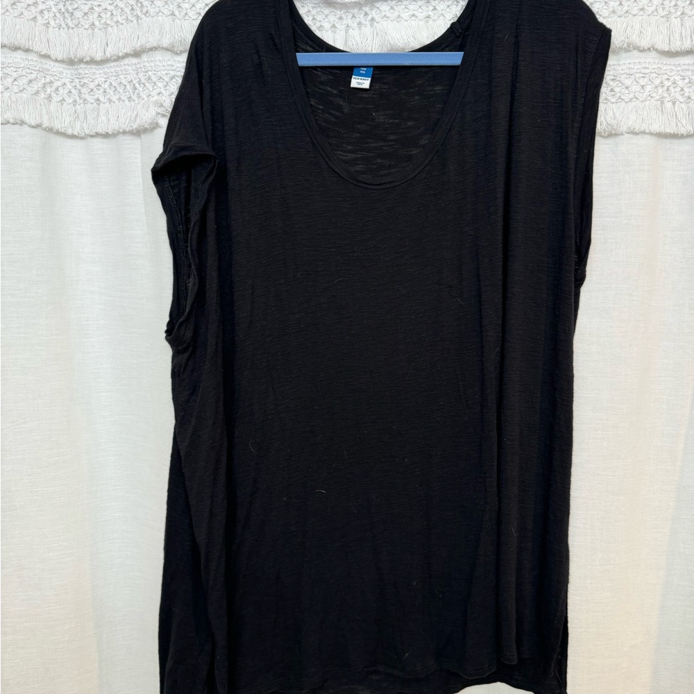 Old Navy Luxe Slub-Knit Tunic T-Shirt Black